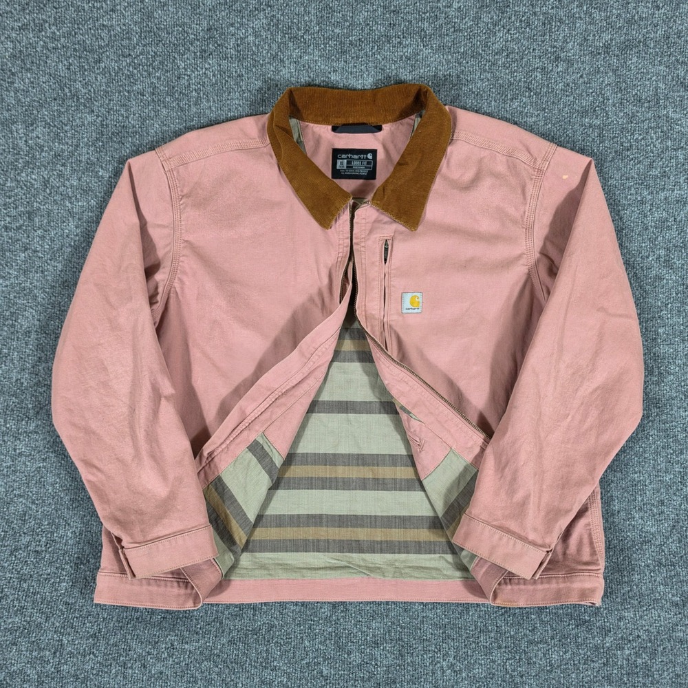 Carhartt Women XL Loose Fit Detroit Jacket Dusty Rose Pink Corduroy 106208 P54
